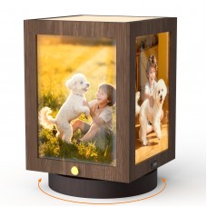 Mixoo DIY Drehbar Bilderrahmen 10x15, Kleine Beleuchteter Rahmen, Mini Picture Frame Holz für Mehrere Bilder, Kinderzeichnungen Fotorahmen für Weihnachten, Muttertag, Vatertag